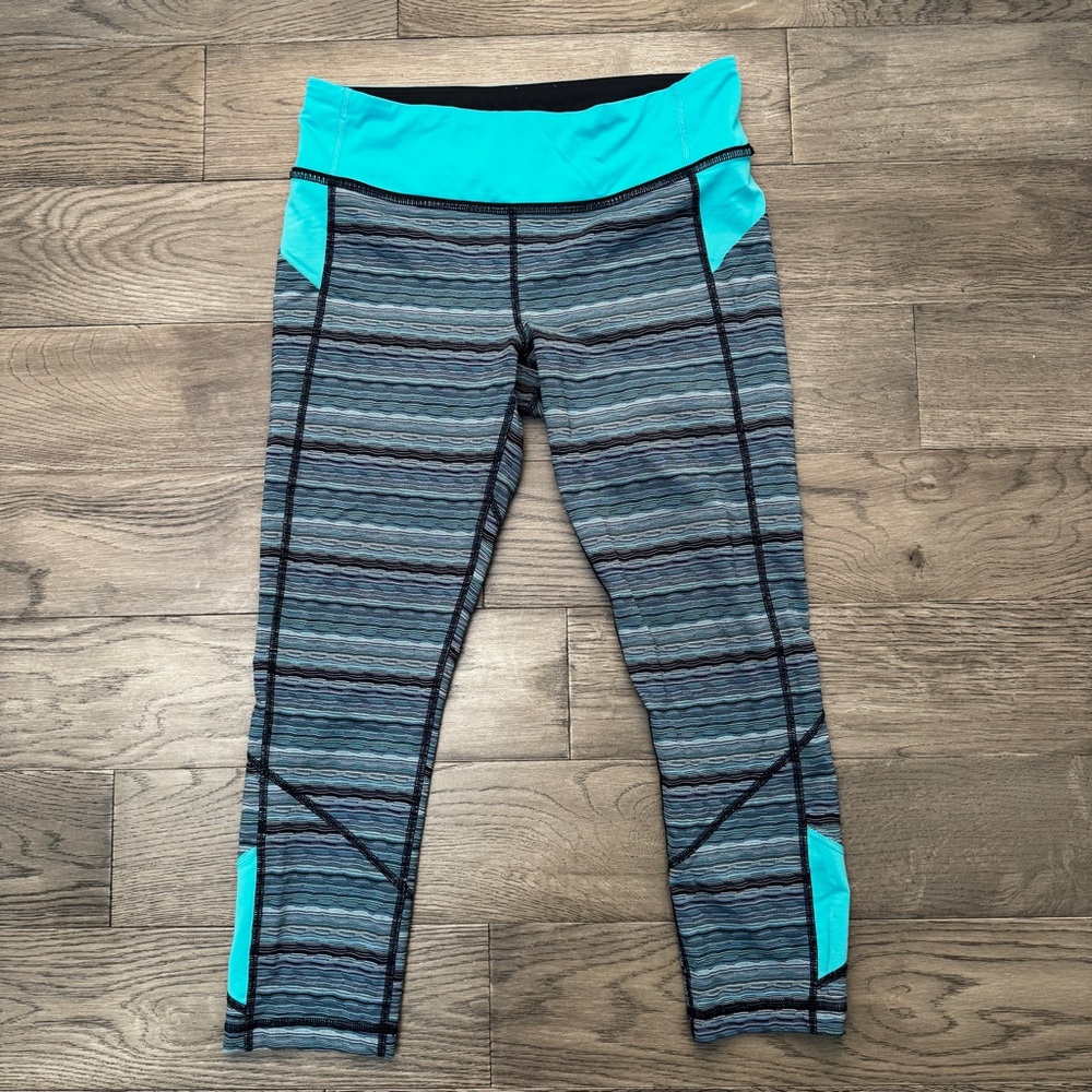 Lululemon Legging 8 Pace Rival Crop Space Dye Twist Naval Blue Peacock Blue